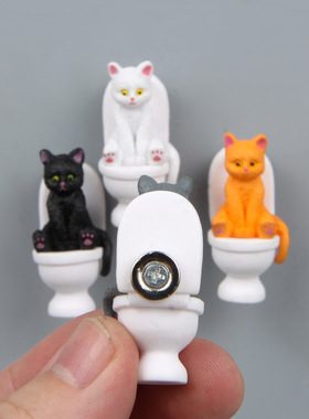 坐马桶如厕正坐姿厕所猫咪立体磁扣冰箱贴吸磁贴吸铁石磁