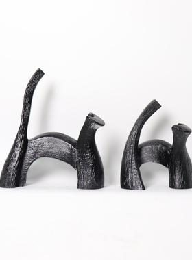 现代简约树脂几何抽象小猫动物摆件样板房售楼处书房客厅软装饰品