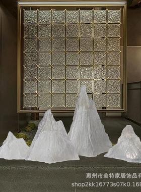 现代创意透明冰山雕塑摆件酒店售楼处样板间别墅树脂假山软装饰品