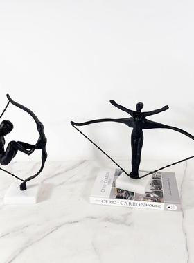 新中式样板房客厅酒柜书桌装饰品艺术酒店大厅会所雕塑摆件工艺品