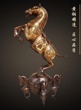 大号铜马摆件生肖立马踏乾坤聚宝盆飞马家居工艺品马到成功铜马