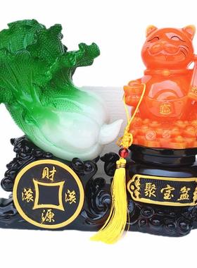 新款招财金蟾招财猫百财如意树脂工艺品摆件开业家居装饰礼品