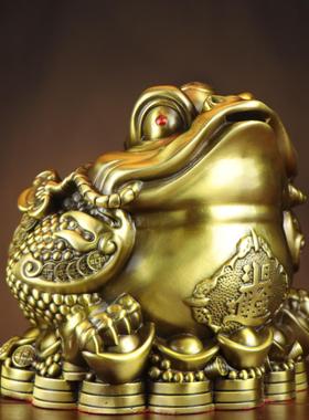纯黄铜金蟾三足金蟾如意三脚金蟾家居店铺摆件日进斗金金蟾
