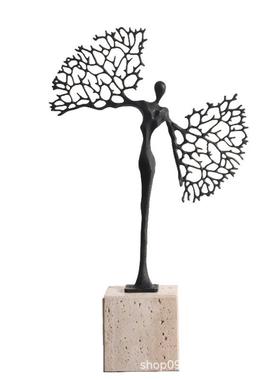 现代简约创意金属大理石抽象摆件样板房售楼处桌面电视柜工艺品