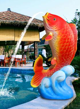 户外仿饰真喷水鲤鱼摆件玻璃XYX-BLG-钢雕塑景观公园海动洋物装一