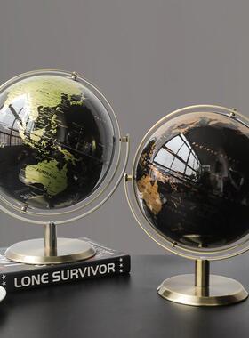 创意轻奢地球仪摆件办公室桌面摆设书房办公桌酒柜现代家居装饰品