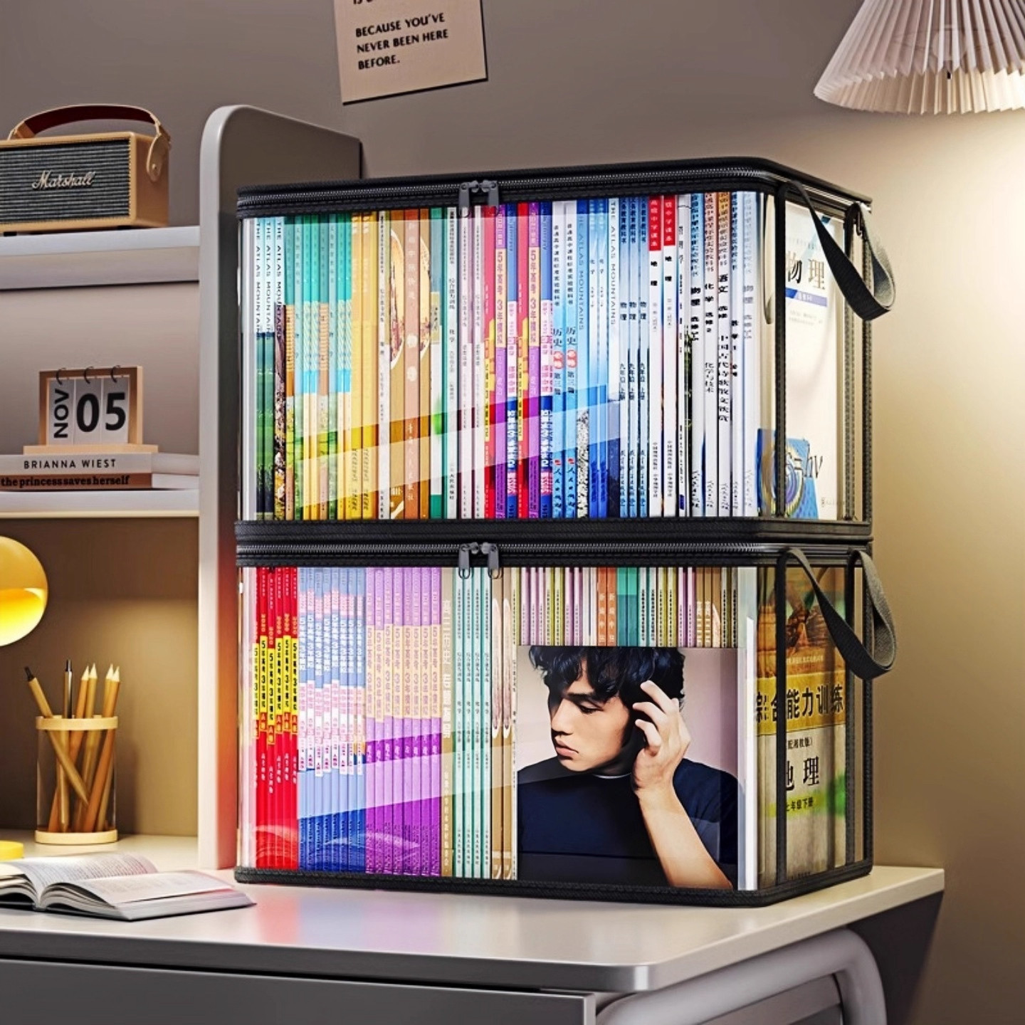 旧书收纳箱神器书本学生书架整理教室高三书籍袋防尘透明家用防潮