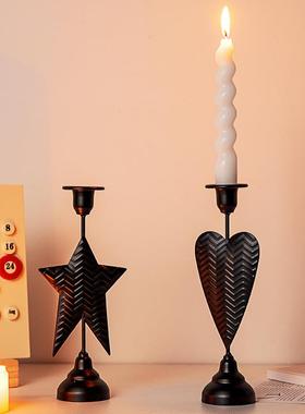 北欧ins铁艺烛台摆件浪漫烛光晚餐道具餐桌装饰品家用蜡烛台摆设