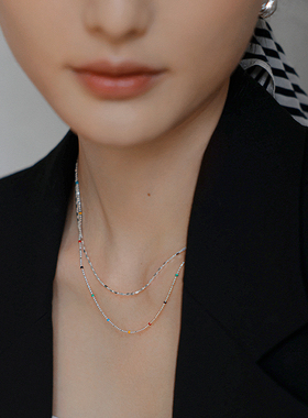 亮熙星河系列925纯银多巴胺串珠项链百搭素项链叠戴组合链