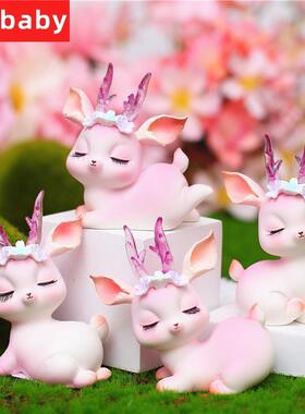 极速花韵小鹿可爱树脂梅花鹿摆件蛋糕烘焙汽车装饰家居儿童男女生