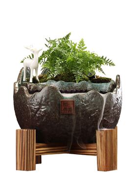 好货创意陶瓷流水器摆件风水招财雾化加湿办公室客厅桌面鱼缸开业