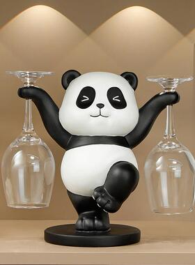 熊猫红酒杯架倒悬挂高脚杯架柜装饰品托酒杯架子酒柜家用摆件酒托