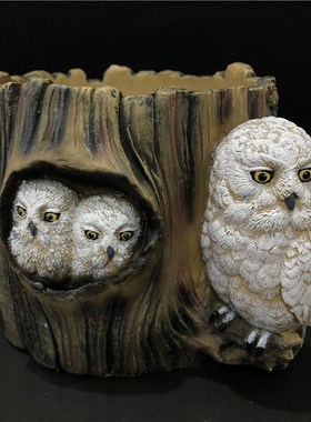 鸟类动物树脂摆件创意p花盆室内装饰花盆桌面摆件创意礼物品阳台