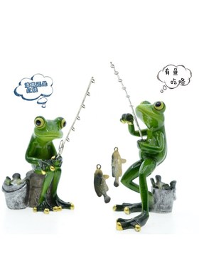 蛙星人园艺造景钓鱼青蛙鱼缸树脂动物工艺品搞笑创意家装饰品