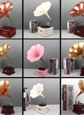 复古留声机模型摆件创意手工艺品家居酒吧房间布置酒柜摆设装饰品