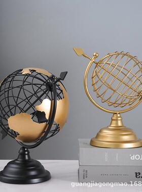 北欧铁制工艺品创意铁线地球仪家居饰品摆件拍摄道具家居装饰几何