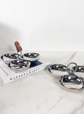 现代简约不锈钢银色小碗装饰摆件样板间茶几书柜桌面创意装饰品