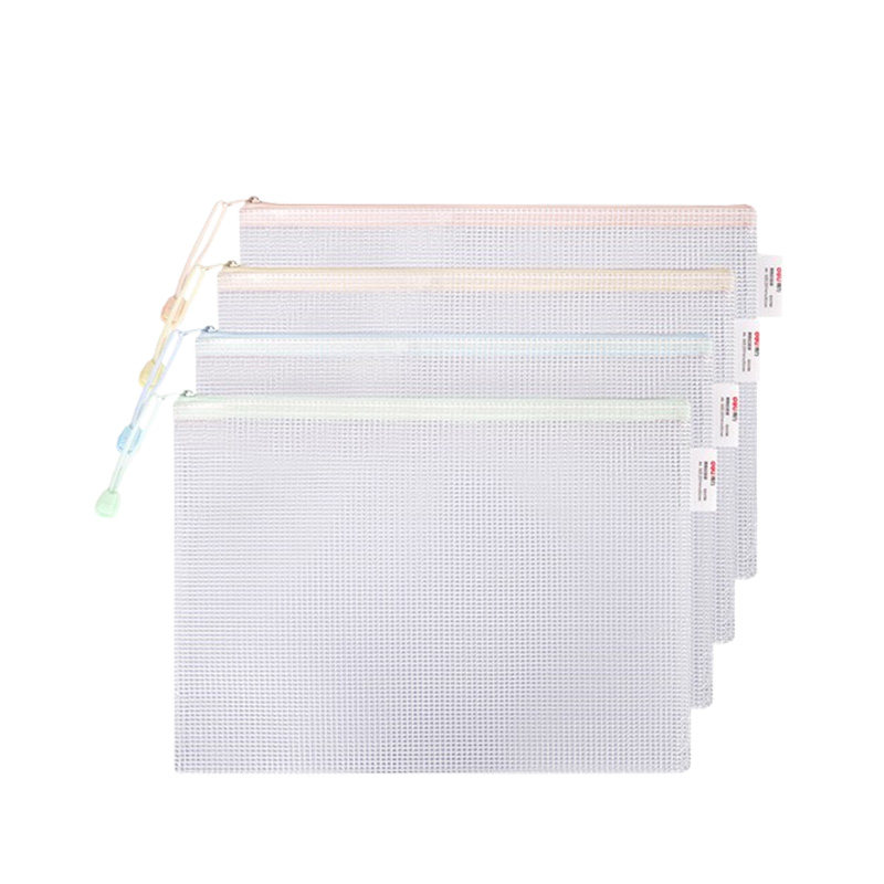 得力文件袋学生科目袋A4学科袋马卡龙色网格袋拉链袋资料分类收纳袋透明档案袋子试卷袋作业A5票据袋文具袋,淘宝优惠券,粉丝福利购,淘宝优惠卷