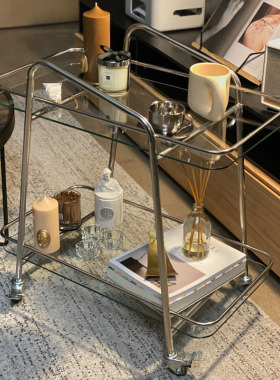 轻奢小推车置f物架家用零食收纳移动边几酒店商用酒水车不锈钢餐