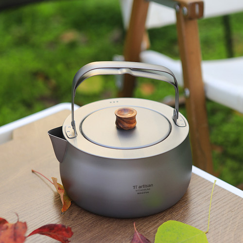 钛工匠纯钛烧水壶户外露营轻量烧茶煮水壶K大容量钛合金煮茶壶钛 - 图0