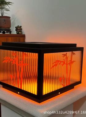 九慕竹报平安太阳能LED柱头灯户外大门柱子灯围墙庭院灯新中式