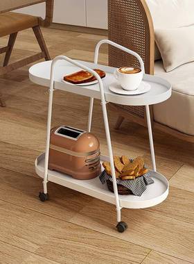 北欧沙发边几可移动简约现代客厅创意小茶几轻奢角几带轮推车边柜