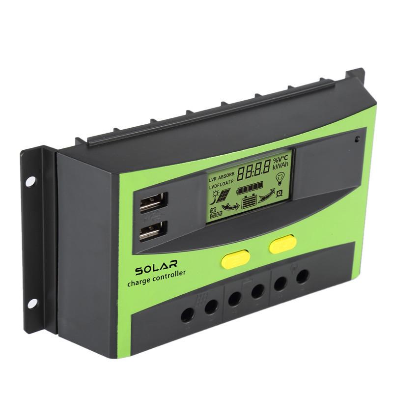 20A30A40A50A12V24V太阳能板充放电控制器双USB输出LCD显示PWM - 图0