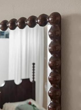 中古美式复古实木穿衣落地全身镜贴墙式装饰镜简约挂壁家用试衣镜