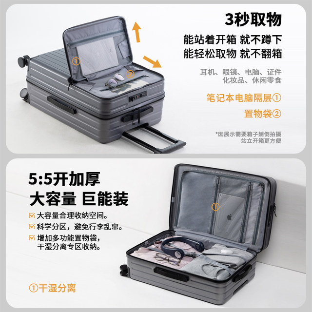 Multifunctional suitcase with large capacity front opening