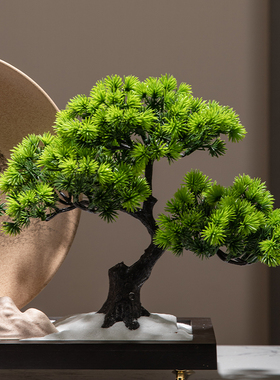 沙盘摆件新中式办公室书房装饰品老板领导桌迎客松创意摆设工艺品