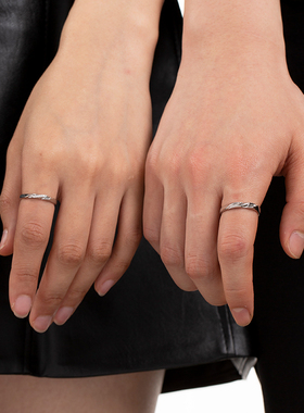 范琦银饰 恋爱频率s925银情侣对戒男女活口戒可调节七夕礼物