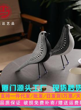 波点小鸟树脂桌面摆件欧式ins玄关客厅办公室书架装饰礼品