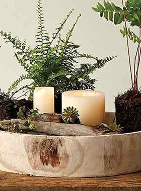 侘寂风桌面木质托盘饰p品收纳盘圆形实木盘子点心茶盘摆件客厅果