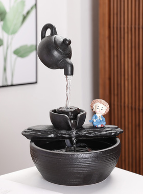 流水创意礼品陶瓷循环鱼缸桌面招财生财客厅办公室流水器