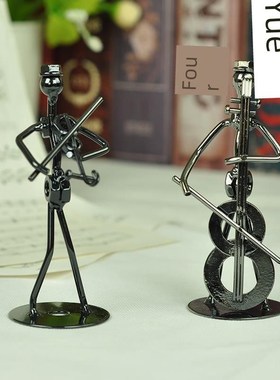 现代创意音乐铁艺小人卡通办公桌客厅桌面时尚家居工艺品装饰