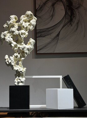 新中式仿真树脂太湖石客厅家居y装饰酒柜玄关书房博古架假山石摆