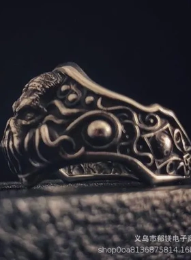 克苏鲁戒指 男潮古银梦境之戒可调节指环暗黑魔法神话饰品