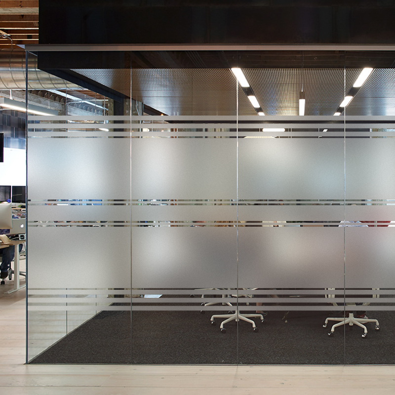 办公室玻璃贴膜百叶窗户隔断线条磨砂静电贴纸透光不透明防窥走光 - 图1