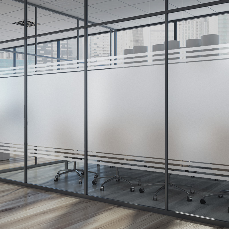 办公室玻璃贴膜百叶窗户隔断线条磨砂静电贴纸透光不透明防窥走光 - 图3