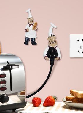 新款直销厨房壁挂摆件 创意北欧风墙壁厨师电源线插头厨房用品挂