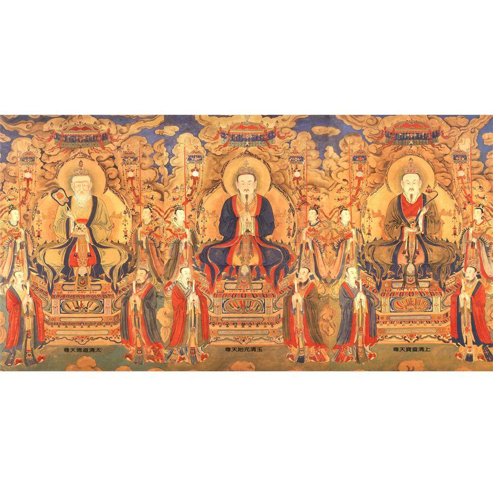 道家三清元始天尊墙纸3d壁纸无缝背景墙中式佛堂文化佛龛寺庙壁画,淘宝优惠券,粉丝福利购,淘宝优惠卷