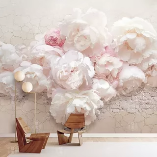 3d北欧粉色花朵墙纸客厅电视背景墙壁纸沙发卧室床头酒店餐厅壁画,淘宝优惠券,粉丝福利购,淘宝优惠卷