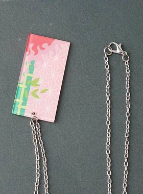 热销动漫周边鬼灭之刃项链卡通富冈义勇蝴蝶忍挂件服装配饰项链