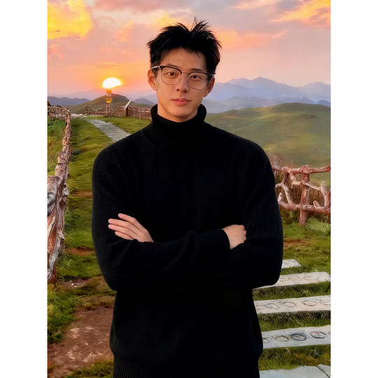 Cleanfit black turtleneck men's winter sweater