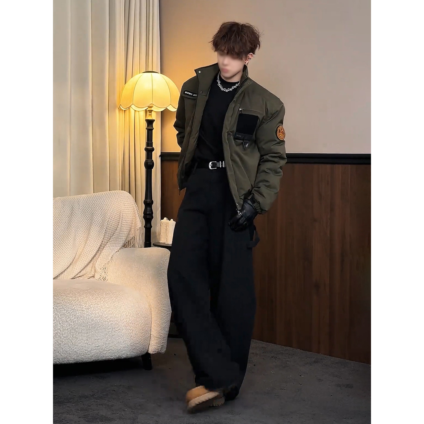 美式复古硬核骑兵棉服男模高级感穿搭套装冬季廓形弯刀阔腿牛仔裤,淘宝优惠券,粉丝福利购,淘宝优惠卷