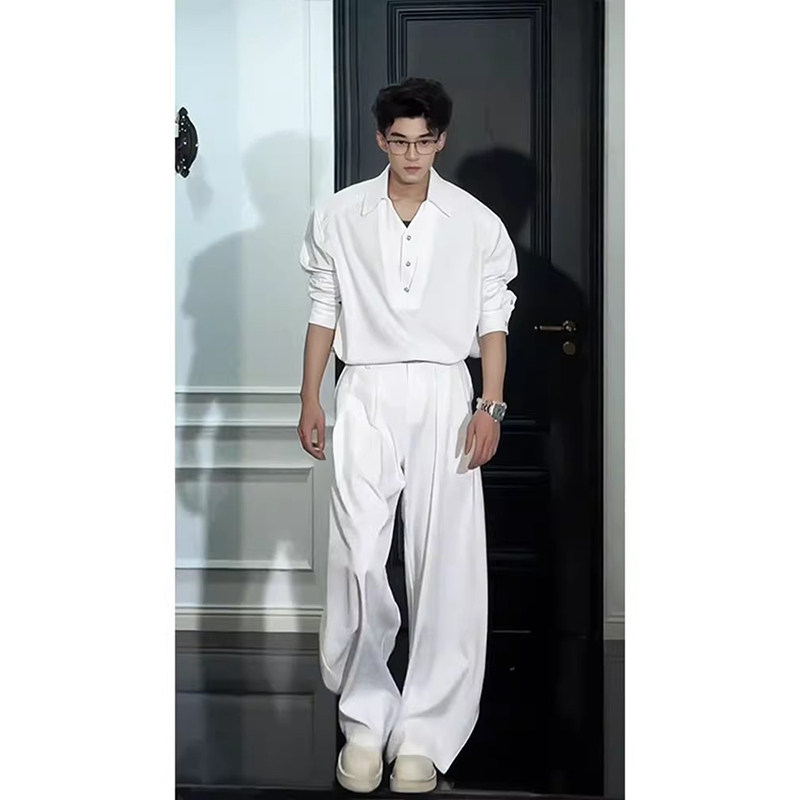 轻奢高级感男士polo衫套装老钱风清冷松弛感穿搭韩系成熟稳重男装,淘宝优惠券,粉丝福利购,淘宝优惠卷