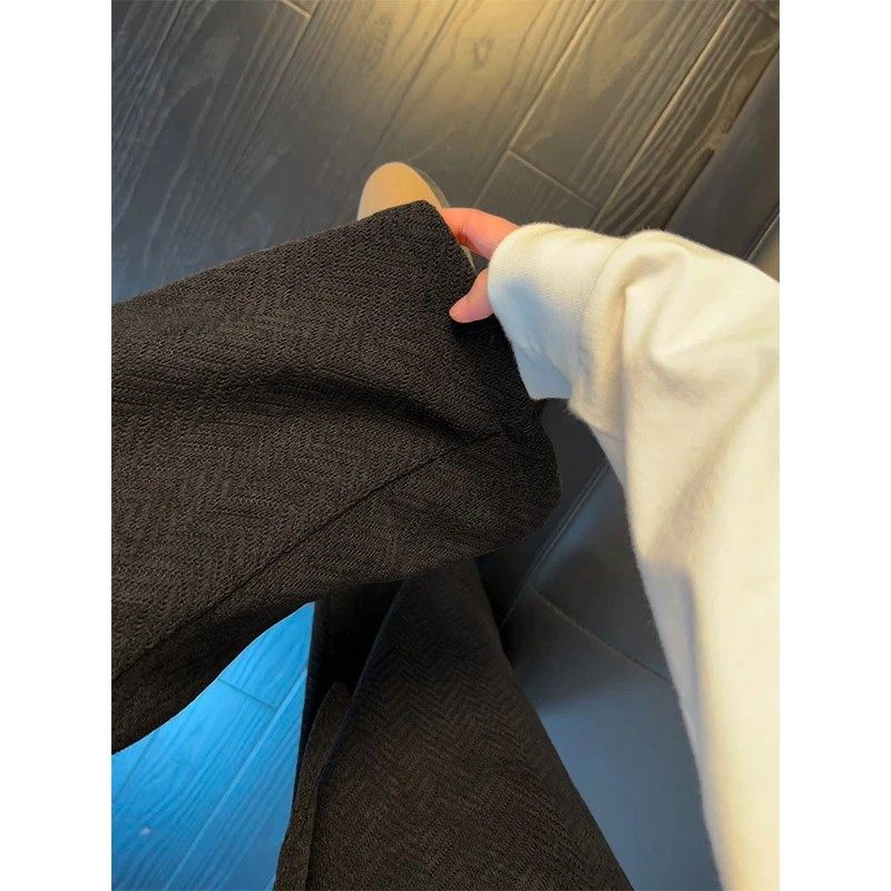 黑色麦穗纹针织卫裤男款秋冬美式复古垂感阔腿裤高级感运动休闲裤,淘宝优惠券,粉丝福利购,淘宝优惠卷