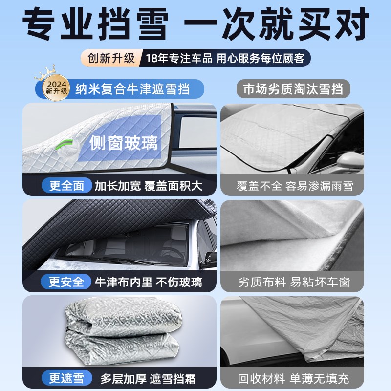 零跑C16专用汽车防霜防雪防冻遮雪挡前J挡风玻璃罩用品车衣车挡布 - 图3
