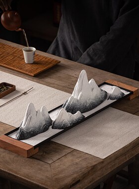 新中式沙盘枯山水办公室客厅会z所假山微景观装饰创意鱼缸造景摆