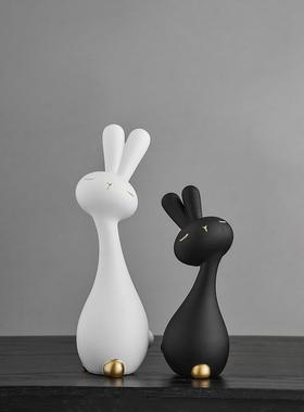 客厅摆件高档电视柜桌面兔子装饰品艺术家居饰品轻奢高级感小众